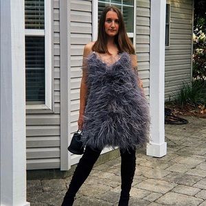 Ostrich feather mini dress - The Attico dupe - S